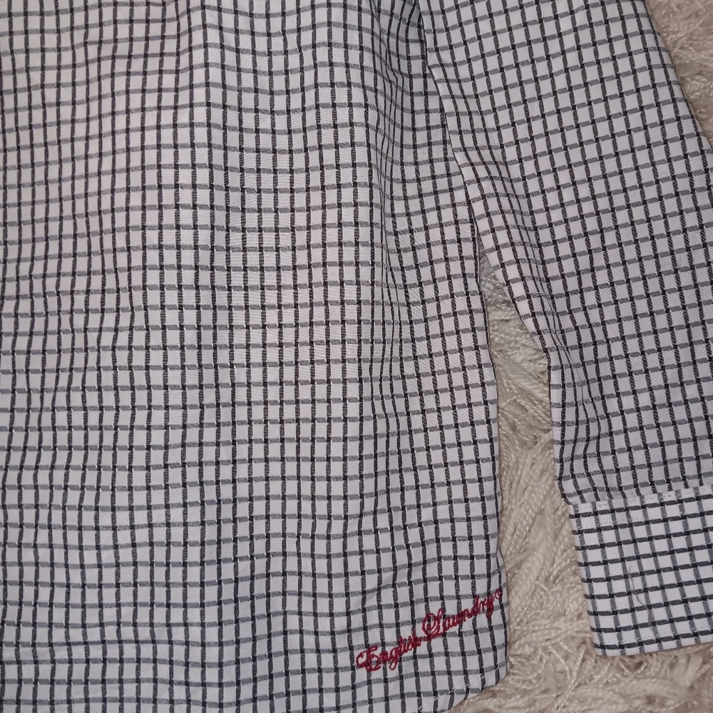 English Laundry Boys Blue Checkered Print Button Up Long Sleeve SZ 14